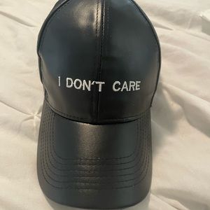 Black Leather Cap with White Embroidery